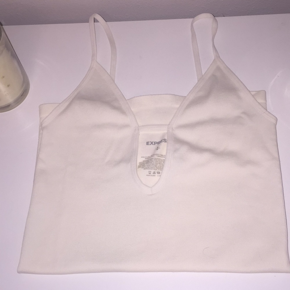 Creamy color super stretch ribbed tank cute cutout